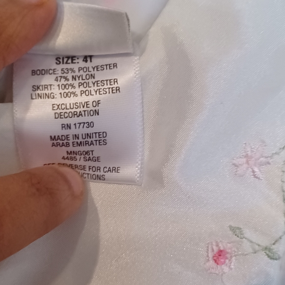 Perfectly Dressed White Green Floral Cap Sleeve Toddler Dress Size 4T - Picture 11 of 12